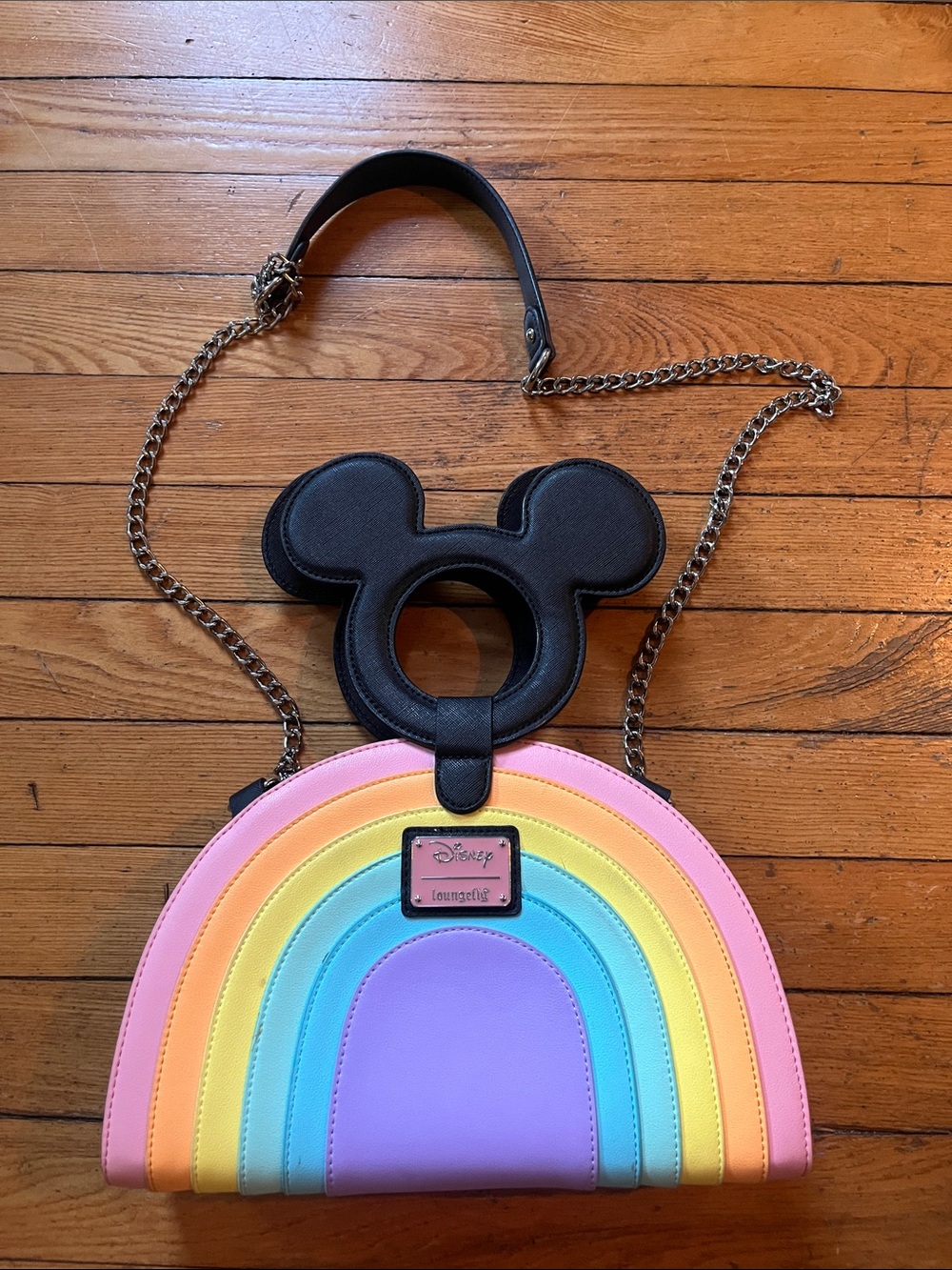 Loungefly Rainbow Mickey Crossbody Chain Purse